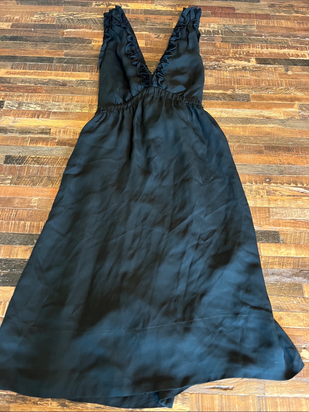 Banana Republic Black Ruffle V-Neck Midi Dress